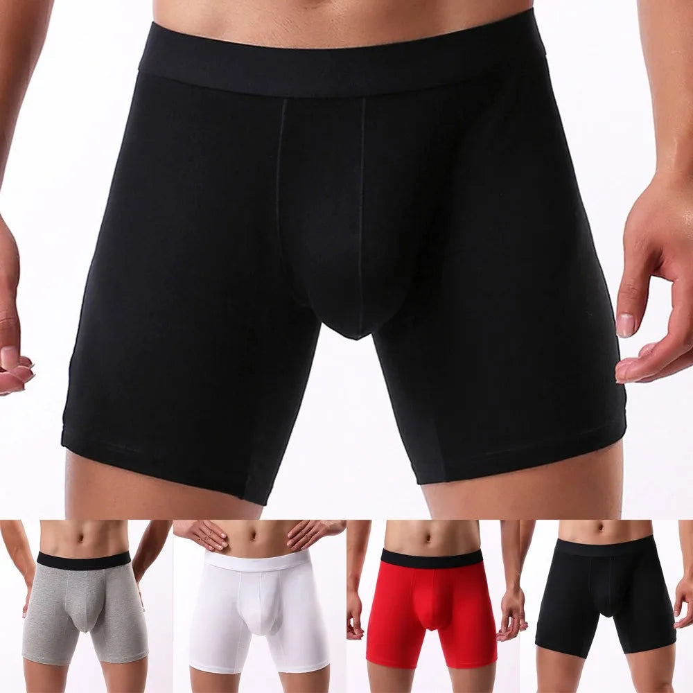 Men's Middle Leg Breathable Cotton Boxer Briefs