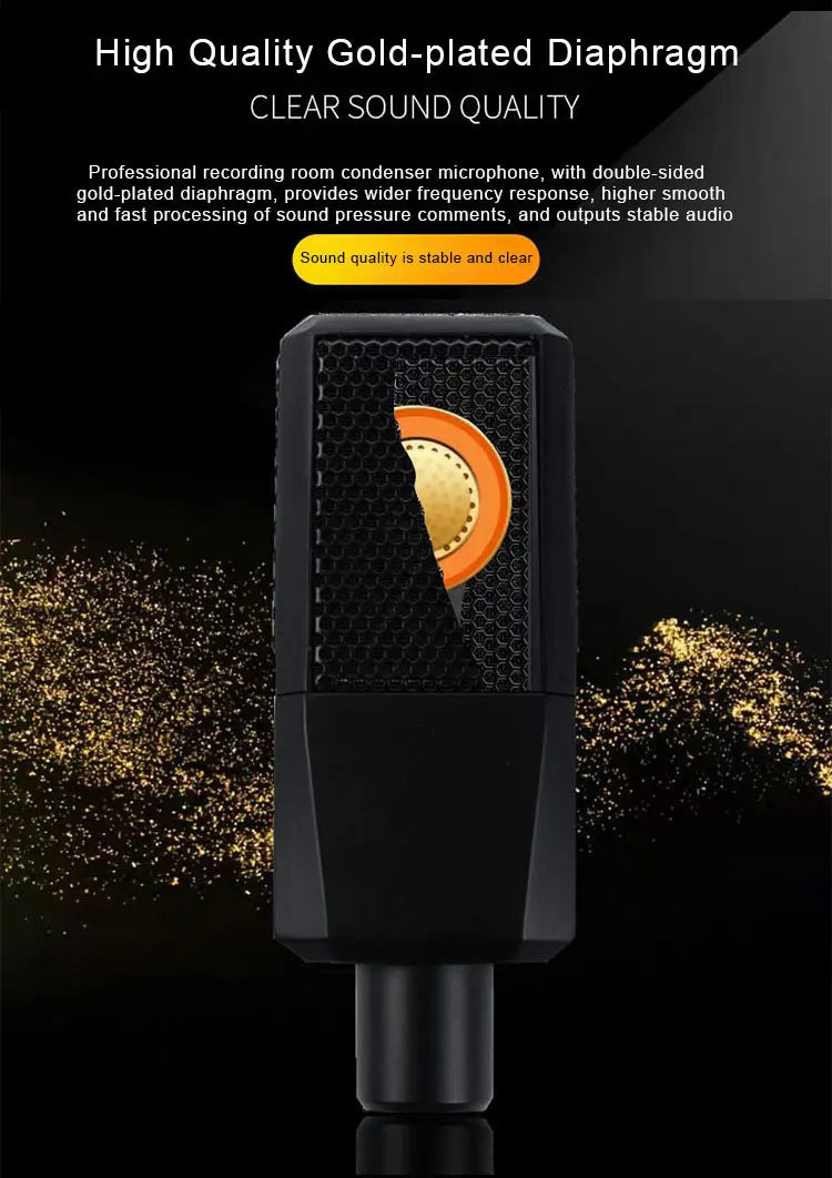 Professional Podcast Music Studio Recording Karaoke Condenser Microphone Game Live Broadcast KTV Sound Audio Card Kit for Stream