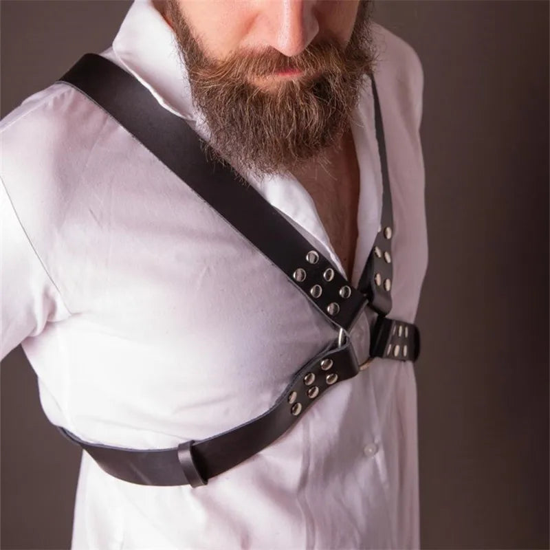 Fetish Gay BDSM Chest Harness Belts Sexual Leather Men Clothes Punk Rave Body Harness Straps Sexy Erotic Male Bondage Lingerie