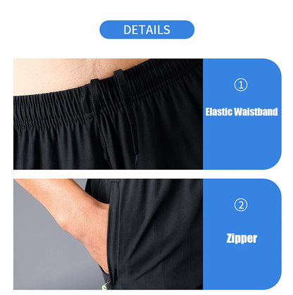 Summer Sports Shorts Men Sweatshorts Quick Dry Running Gym Beach Jogging Bottoms Men Fitness Training Pocket Zipper Shorts Pants