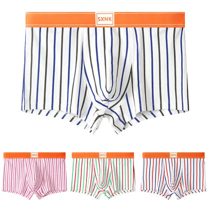 Mens Stripe Boxer Briefs U Pouch Trunks