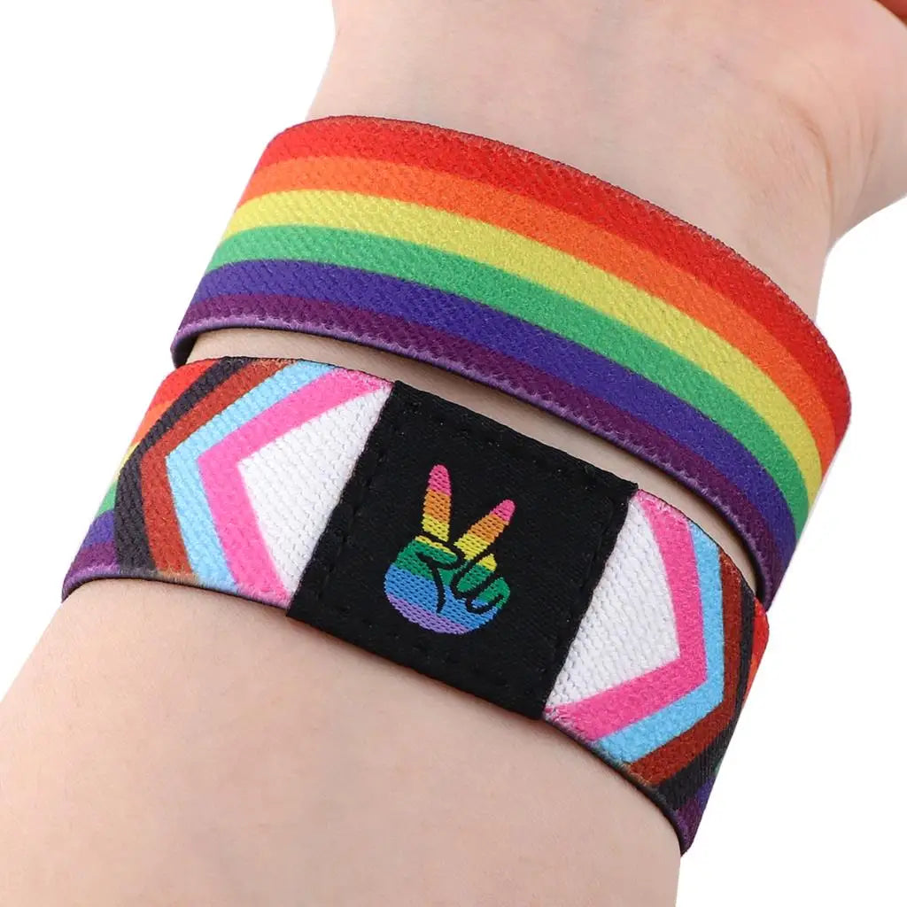 LGBT Pride Rainbow Strap Bracelet Wide Band Bangles Armband Gay Lesbians Stretch Wristband Bracelet Accessories Friendship Gifts