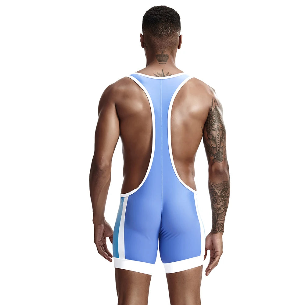 Men's Slim One Piece Bodysuit Shaper Wrestling Singlets Jumpsuits Sexy Underwear Bodywear Sports Bodybuilding Singlets Onesie