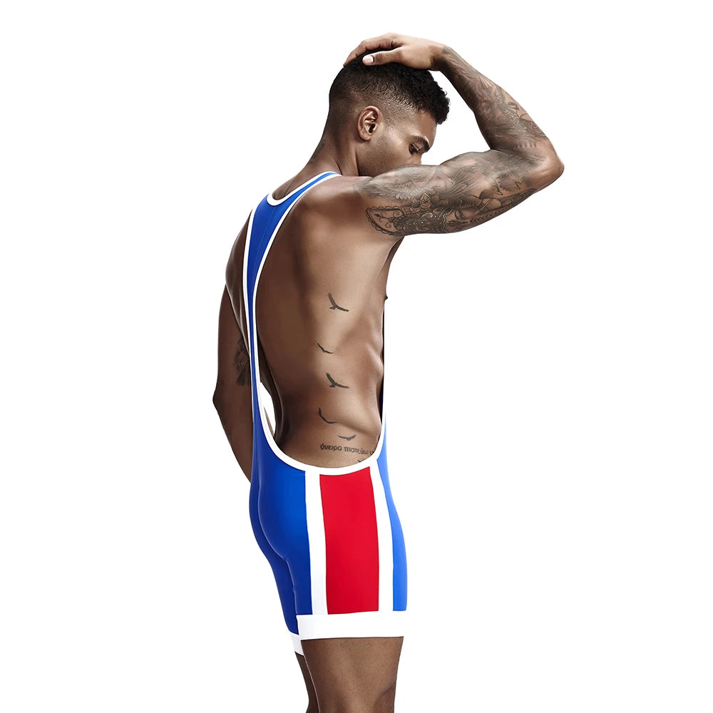 Men's Slim One Piece Bodysuit Shaper Wrestling Singlets Jumpsuits Sexy Underwear Bodywear Sports Bodybuilding Singlets Onesie