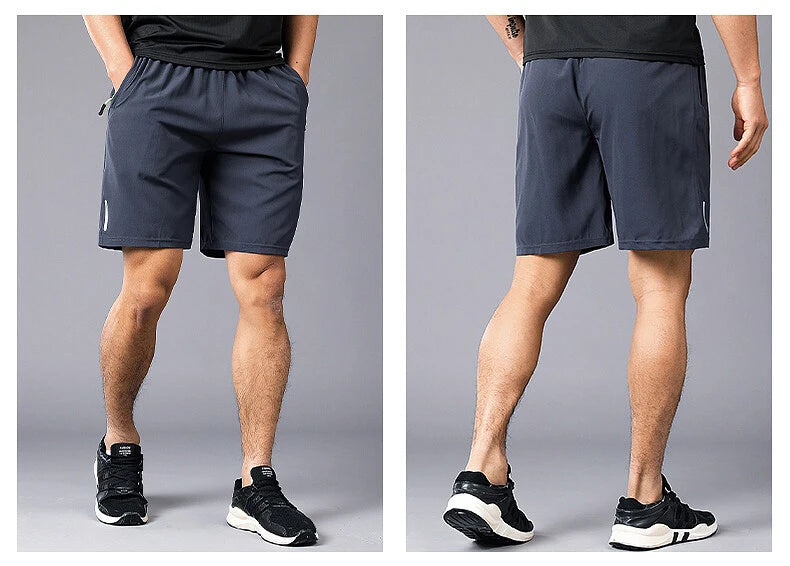 Summer Sports Shorts Men Sweatshorts Quick Dry Running Gym Beach Jogging Bottoms Men Fitness Training Pocket Zipper Shorts Pants