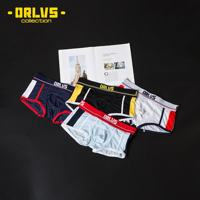 ORLVS men's panties, mesh mesh breathable boxers, U convex bags, boxers, men's OR193