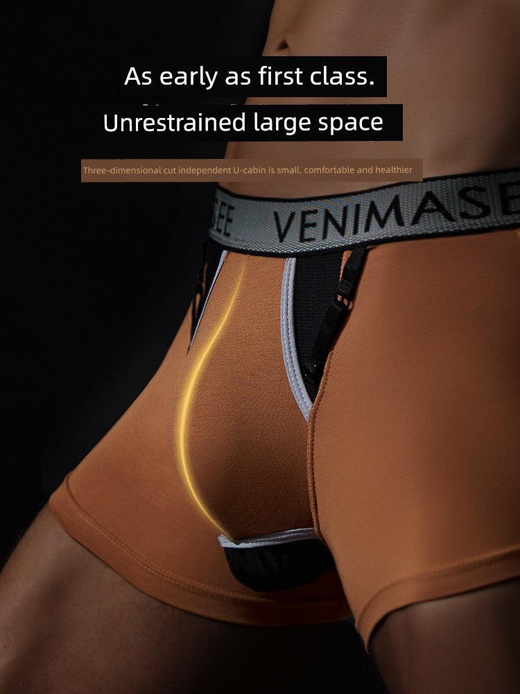 Patent Spermatic Vein Men Qu Zhang Underwear Scrotal Support with Function Boxers Adjustable Lift Pouch Bullet Separation