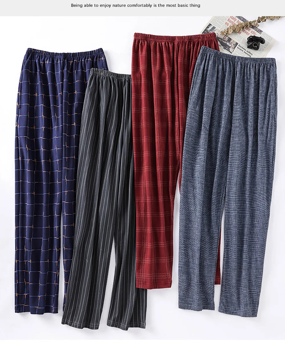 Casual Plaid Pants 4XL Sleepwear Men's Pajama Pants Spring Summer Cotton Trousers for Men Pajamas Male Comfortable Home PJ Pants