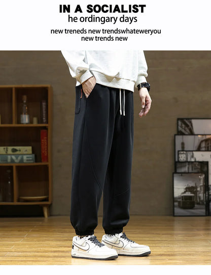 New Spring Harem Pants Men Casual Pants Comfortable Cotton Fabric Solid Sweat Trousers Straight Streetwear Oversize Size 8xl