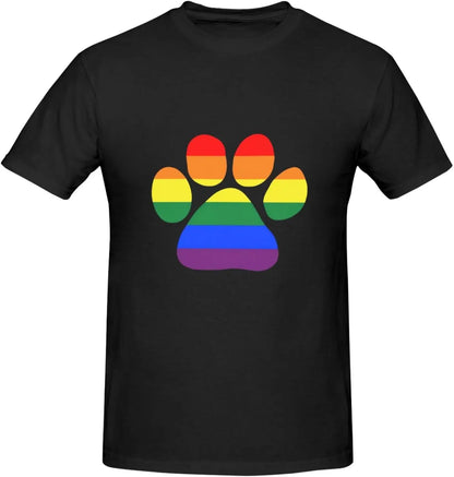 LGBT Gay Lesbian Furry Paw Pride Rainbow Flag Men'S Short Sleeve T-Shirts Casual Top Tee