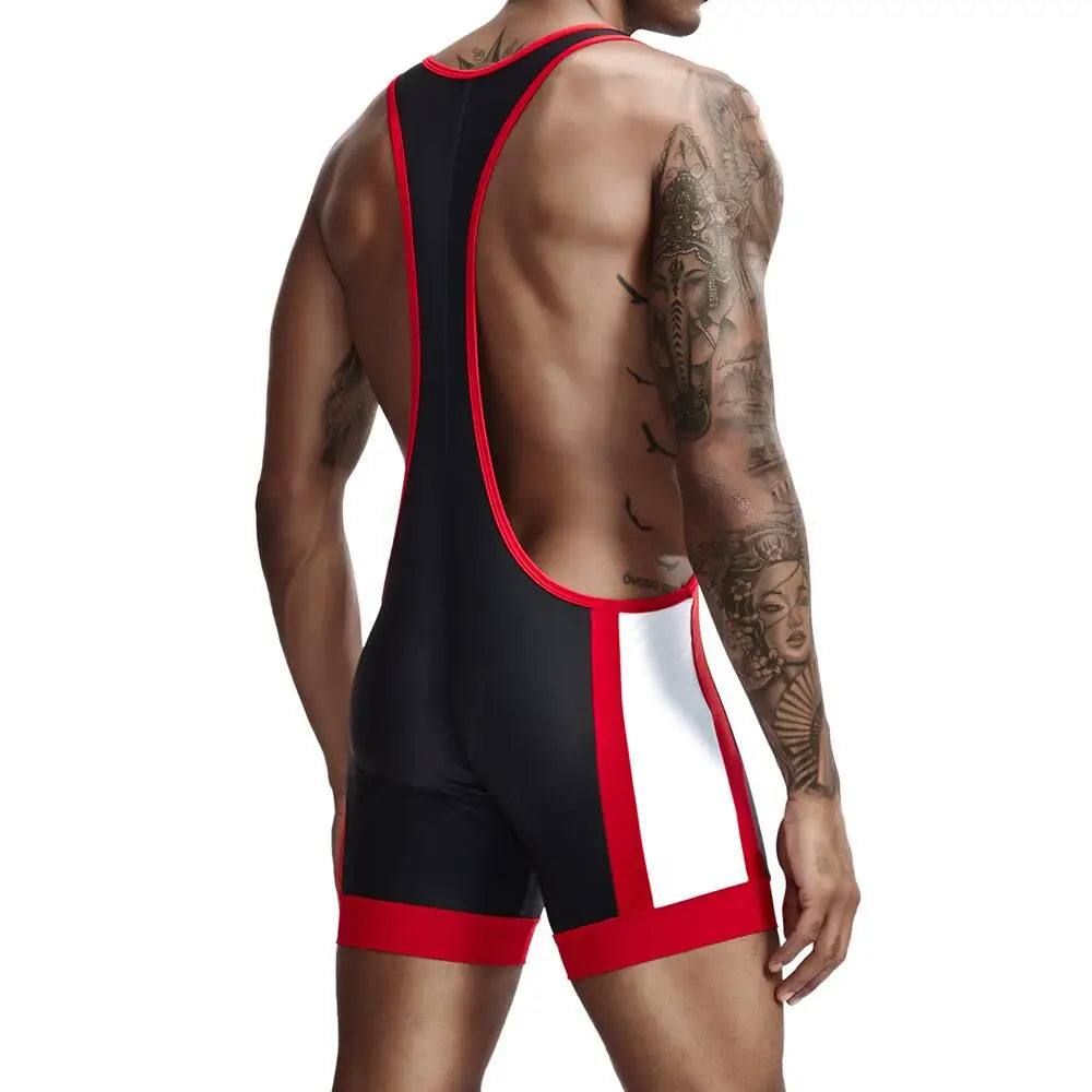 Men's Slim One Piece Bodysuit Shaper Wrestling Singlets Jumpsuits Sexy Underwear Bodywear Sports Bodybuilding Singlets Onesie