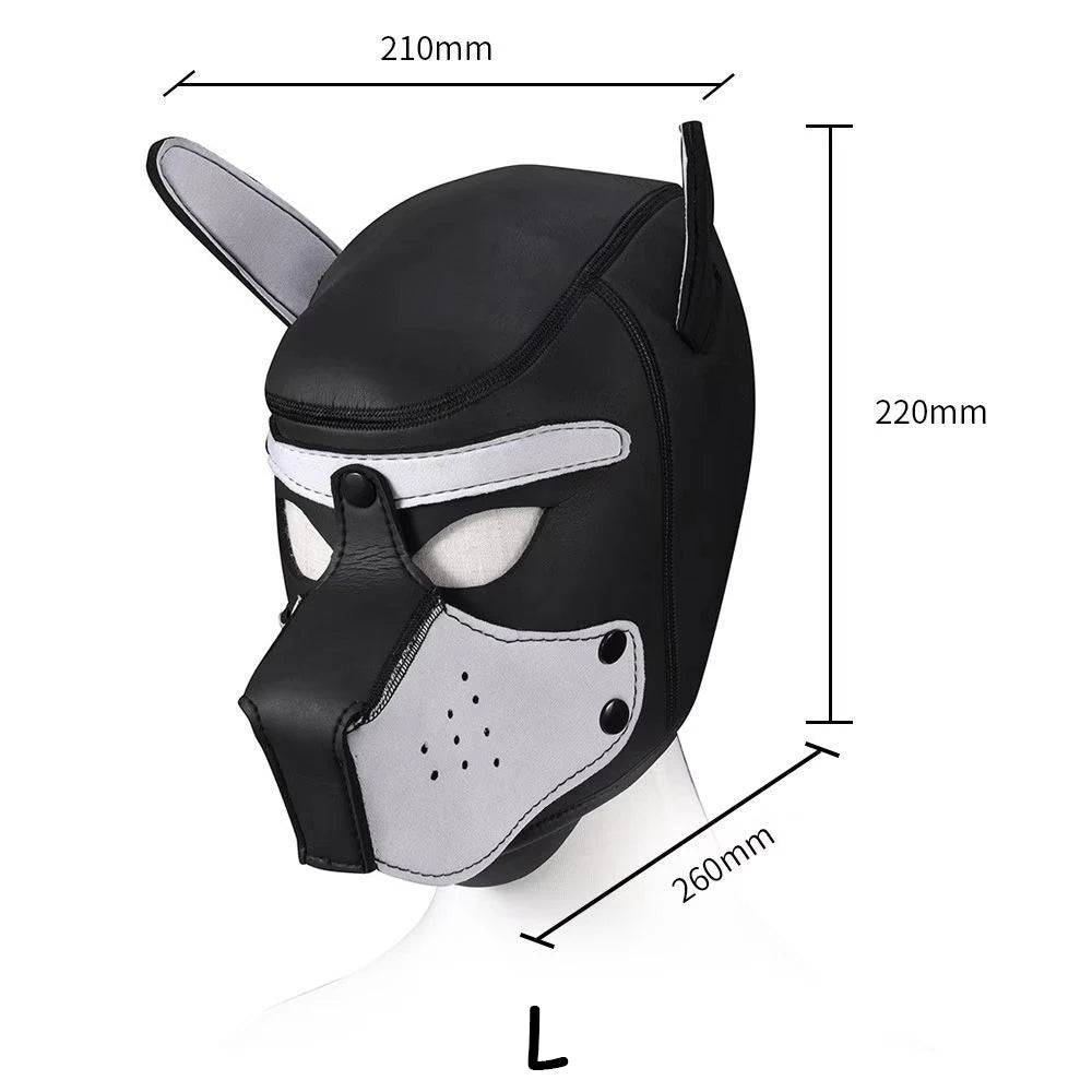 XL Code Brand New Increase Large Size Puppy Cosplay Padded Rubber Full Head Hood Mask with Ears for Men Women Dog Role Play