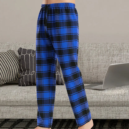 New men's plaid pajamas home loose casual pants fashion casual plaid pajama pants soft and comfortable elastic waistband