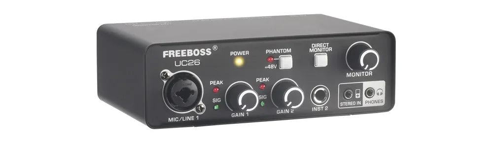 FREEBOSS PC Recording Sound Card Drive Free 5 Channels DIR Monitor Computer External Audio Interface Guitar ASIO4ALL Mac OS UC26