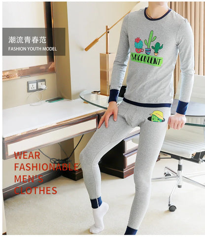 Men's Winter Warm Thermal Underwear Network Red Autumn Clothes Pants Thin Personalized Student Bottom Lingerie Youth Bottom Set