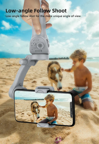 AXNEN Smart 3-Axis Handheld Gimbal Stabilizer for Smartphone with Fill Light for iPhone Android Face Tracking Tiktok Vlog Kit