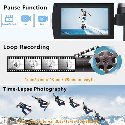 4K Professional Video Camera 48MP Ultra HD WiFi Vlog Live Stream Camera for YouTube 18X Digital Zoom 3.0" Touch Screen Camcorder