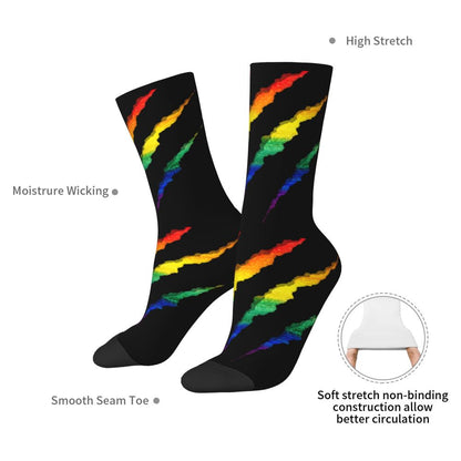 Gay Bear Paw Flag GLBT Mens Crew Socks Unisex Fun LGBT Lesbian Spring Summer Autumn Winter Dress Socks