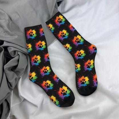 Gay Bear Paw Flag GLBT Mens Crew Socks Unisex Fun LGBT Lesbian Spring Summer Autumn Winter Dress Socks