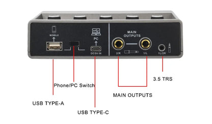 TEYUN Audio Interface 2 Channel 48V Diver-Free Computer Record Electric Guitar Echo Effects PC Recording External Sound Card Q16