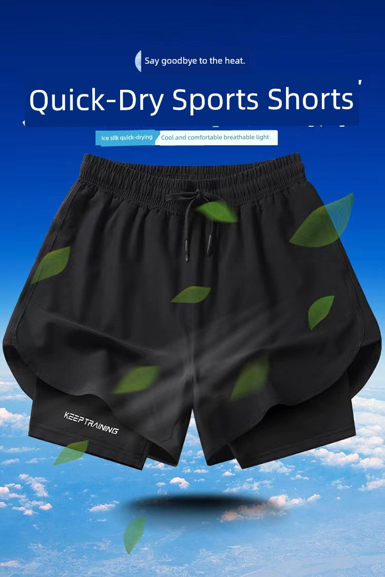 Marathon Track and Field Lining Training Three-Point Sports Shorts