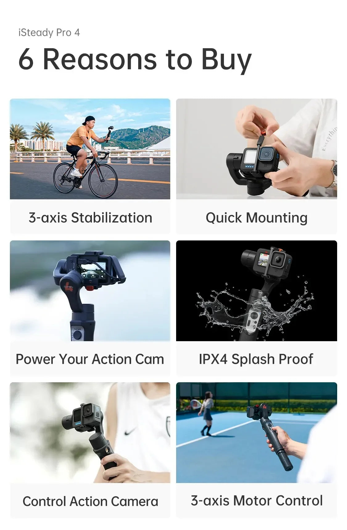 Handheld Professional Action Camera 3-Axis Gimbal Stabilizer Anti-Shake Wireless Control for GoPro Hero 12/11/10 OSMO Insta 360