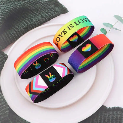 LGBT Pride Rainbow Strap Bracelet Wide Band Bangles Armband Gay Lesbians Stretch Wristband Bracelet Accessories Friendship Gifts