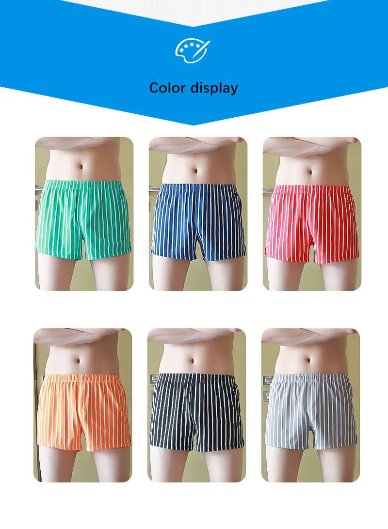 Man Underwear Boxers Striped Loose Shorts Trend Mens Panties 100%Cotton Arrow Pants Classic Basics Home Wear Sleep Underpants