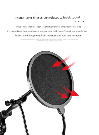 Anchor Microphone Anti-Spray Net Special for Recording Studio Condenser Microphone Karaoke U-Shaped Metal Spit Protection Cover Microphone Cover