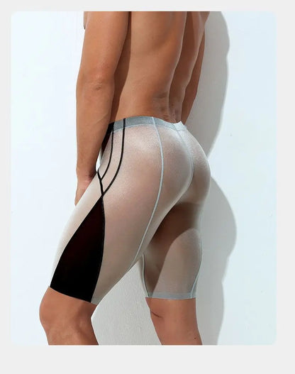 Sexy Sheer Men Elastic Underwears Sports Sexy See Through Ultra Thin Shorts Briefs