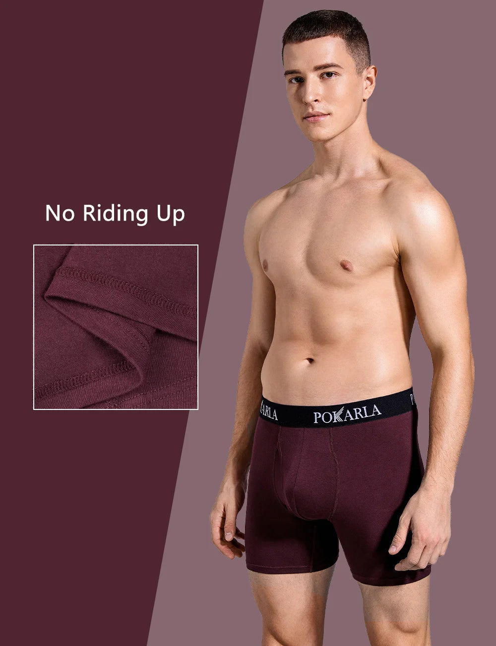 POKARLA 5pcs Men’s Cotton Boxer Shorts Open Fly U Pouch Soft Breathable Male Underwear Tagless Sexy Underpants Elastic Panties