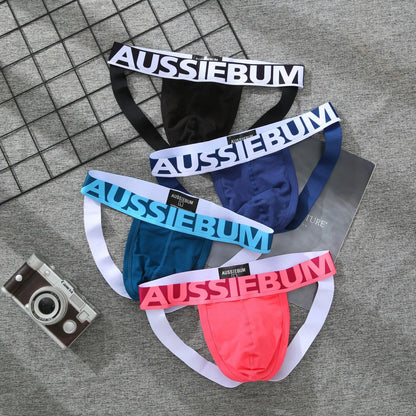 New mens low-waisted panties, pure cotton, seamless hip-lifting U-convex sexy thong AUSSIEBUM