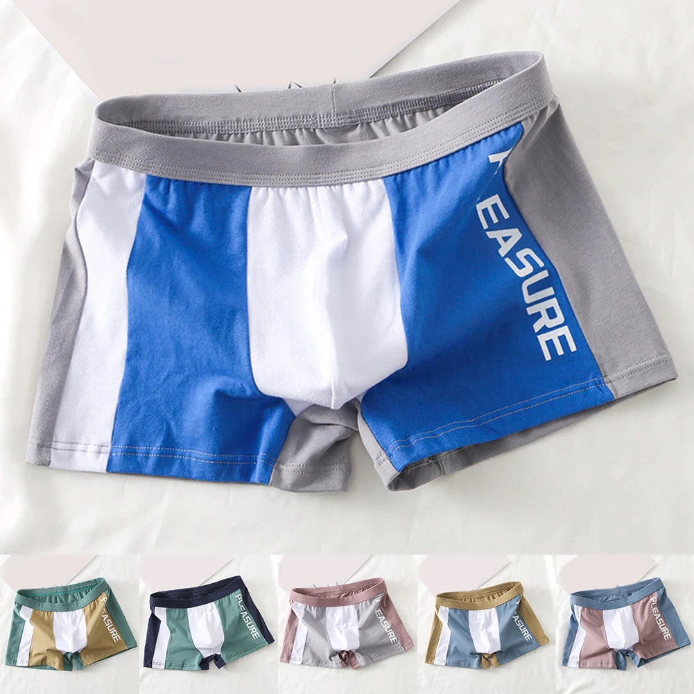 Men Boys 100% Cotton Breathable U Convex Pouch Boxer briefs