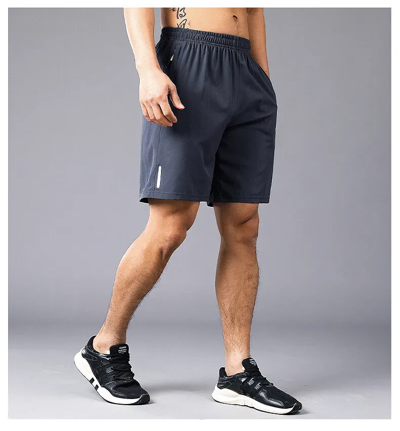 Summer Sports Shorts Men Sweatshorts Quick Dry Running Gym Beach Jogging Bottoms Men Fitness Training Pocket Zipper Shorts Pants