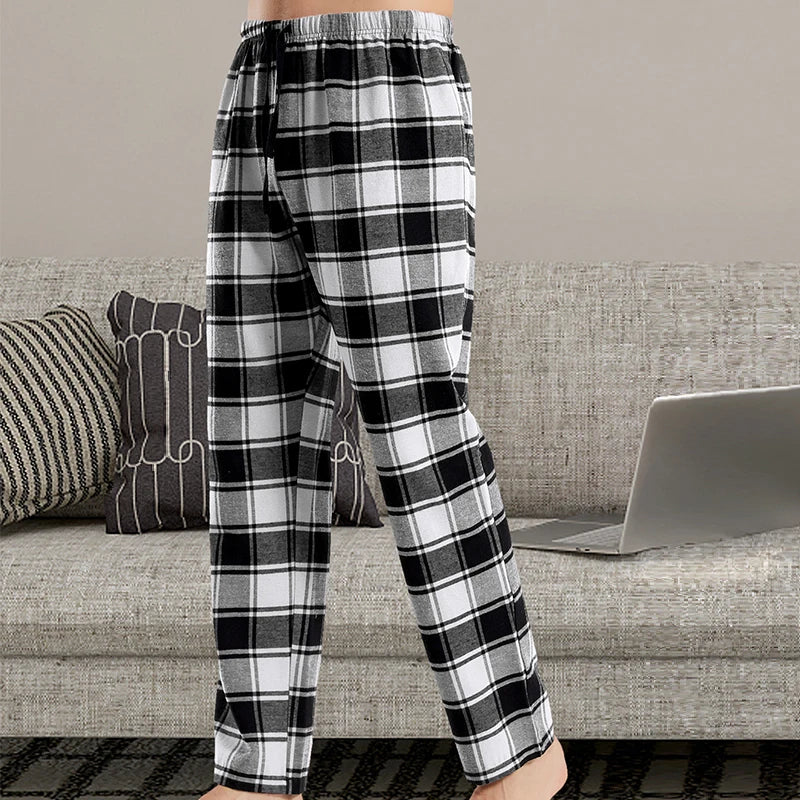 New men's plaid pajamas home loose casual pants fashion casual plaid pajama pants soft and comfortable elastic waistband