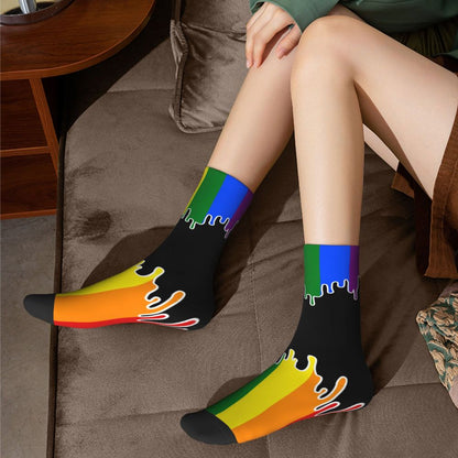 Gay Bear Paw Flag GLBT Mens Crew Socks Unisex Fun LGBT Lesbian Spring Summer Autumn Winter Dress Socks