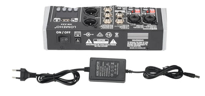 AM-AX4 Mini 4 Channels Individual 48V Phantom Power Mobile 99 DSP Effects Bluetooth USB Computer Play Record Podcast Audio Mixer