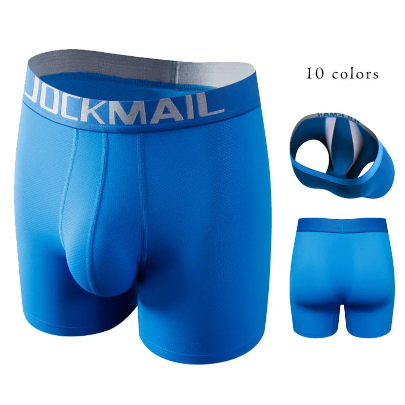 10 Color Jockmail Long Boxers Mesh Bag U Convex Anti-Drift Separation