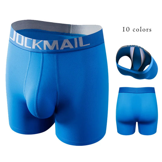 10 Color Jockmail Long Boxers Mesh Bag U Convex Anti-Drift Separation