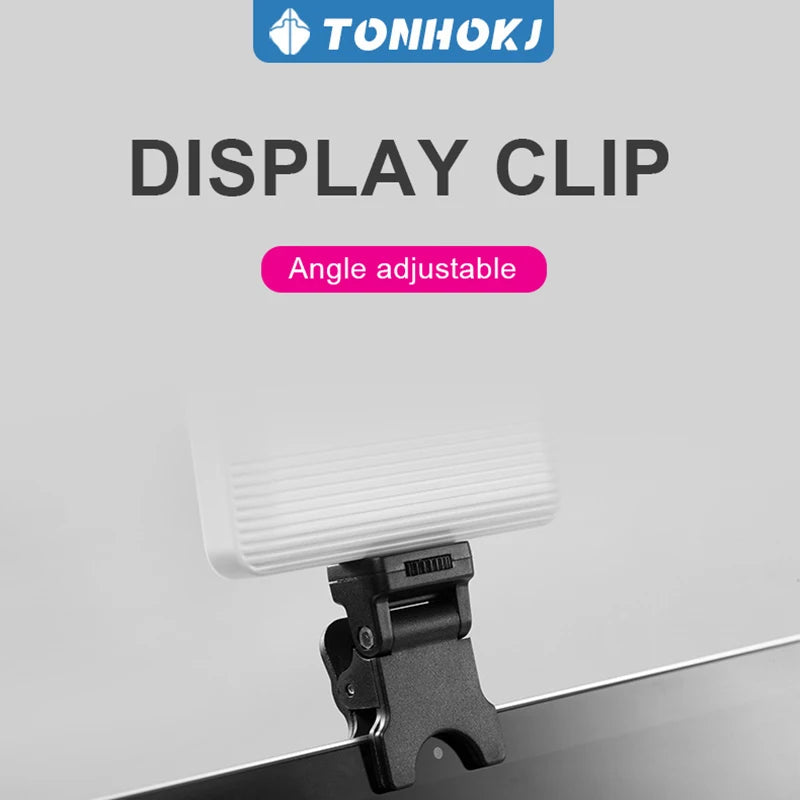 Clip LED Light Panel for Phone/Laptop/Tablet/Computer, Bi-Color Portable Clip Camera Light with Dimmable 2500-6500K with 2000mAh