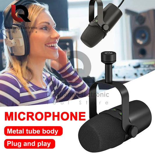 Professional 2-in-1 USB/XLR Dynamic Microphone With Built-in Headset Output & Sound Insulation For Podcasts Games Live Broadcast