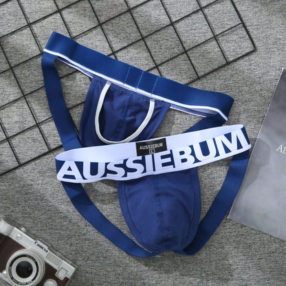 New mens low-waisted panties, pure cotton, seamless hip-lifting U-convex sexy thong AUSSIEBUM