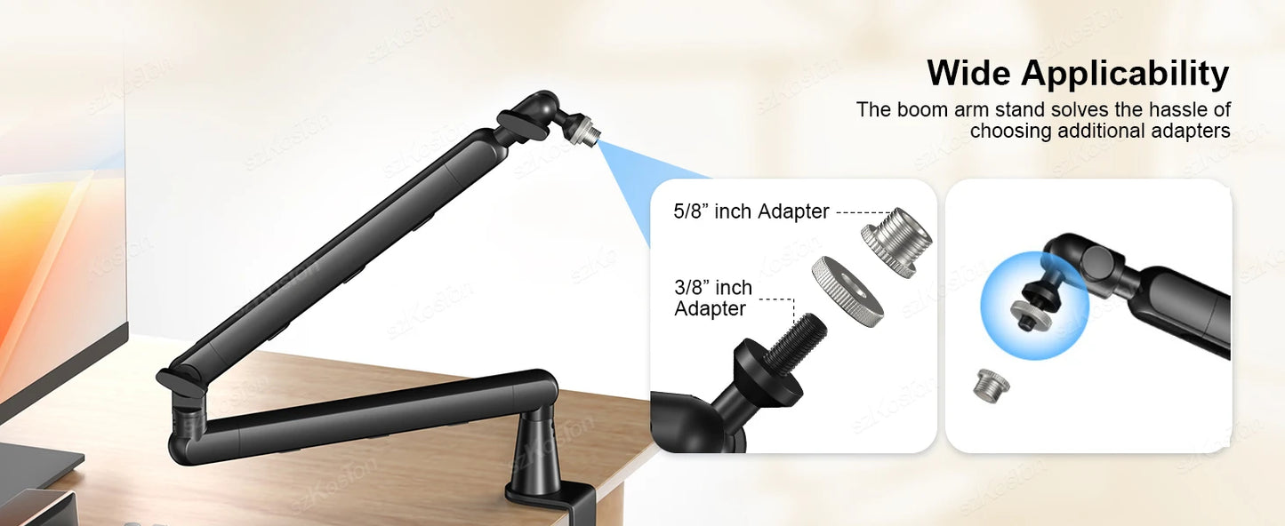 Adjustable Microphone Stand Metal Holder Low Profile Mic Arm with Cable Management Microphone Boom Arm for SM7B MV7 AM8 K688