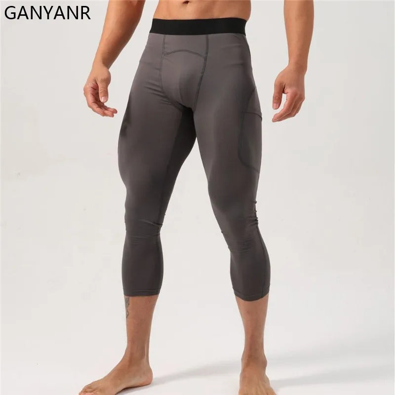 GANYANR Running Set Men leggings Clothing Sweatshirt gym suit Football basketball Soccer Tracksuit Sportswear Yoga shorts tights