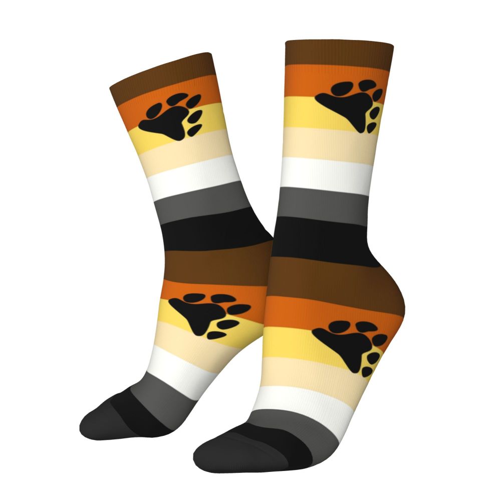 Gay Bear Paw Flag GLBT Mens Crew Socks Unisex Fun LGBT Lesbian Spring Summer Autumn Winter Dress Socks