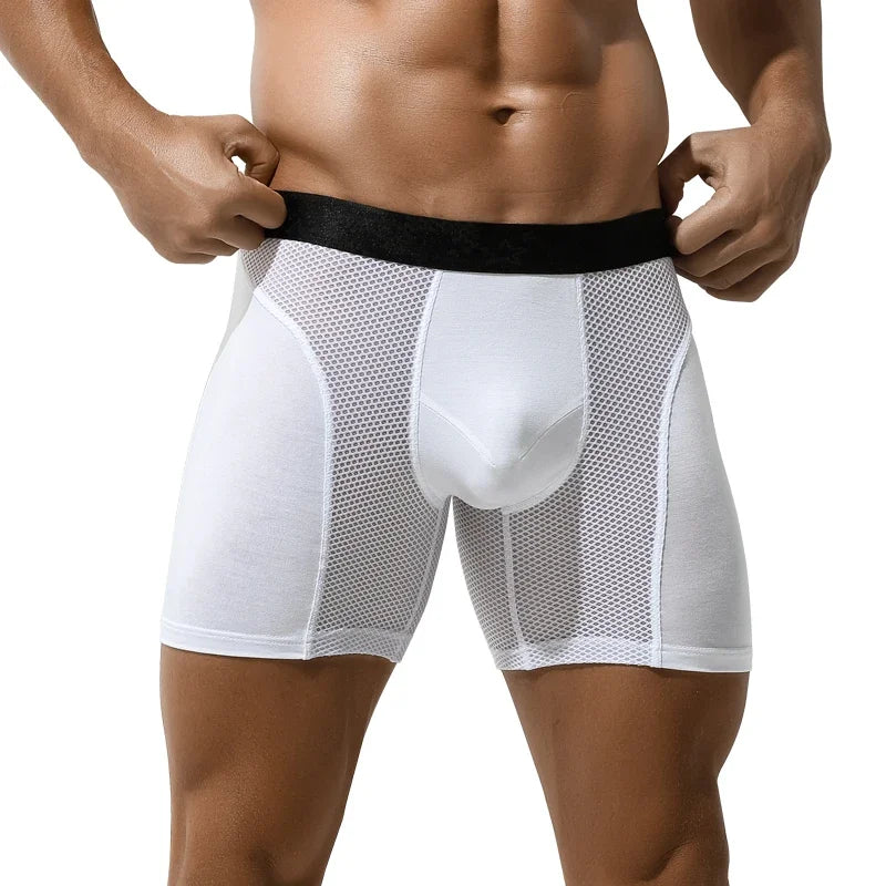 Mens Boxer Briefs 3D Pouch Bracing Cooling Moisture Wicking Underwear Soft Breathable Elastic Waistband Underpants