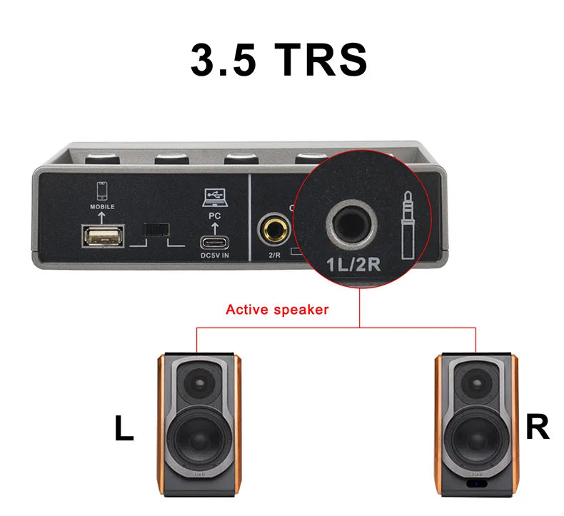 TEYUN Audio Interface 2 Channel 48V Diver-Free Computer Record Electric Guitar Echo Effects PC Recording External Sound Card Q16