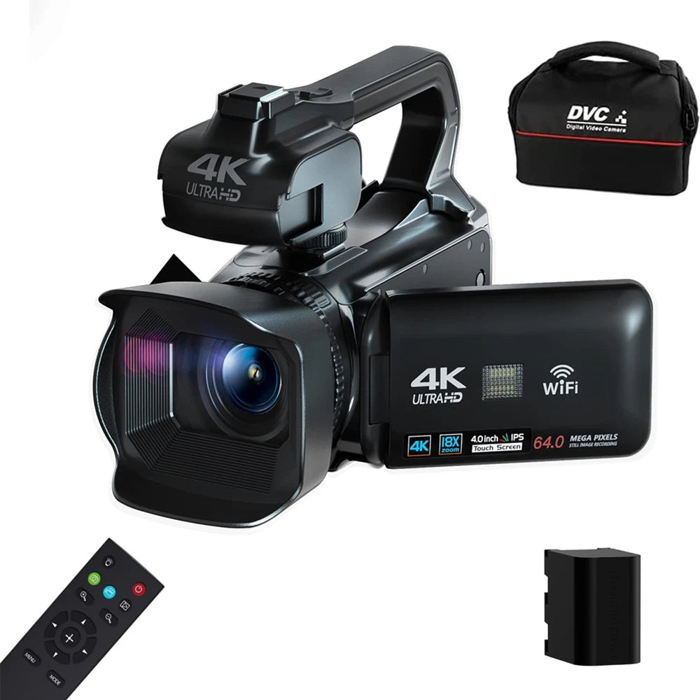 4K HD Video Cameras for Photography 64MP WiFi Professional Livestream Webcam Camcorder for YouTube Night Vision Vlogging Camera