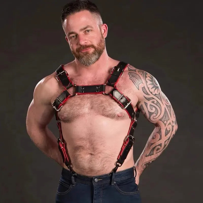 New Pink Sexy Hot super hot Harness Mens Gay fetish Leather Suspensorios sexual hombre cosplay Erotic lingerie Mujer sin sensura