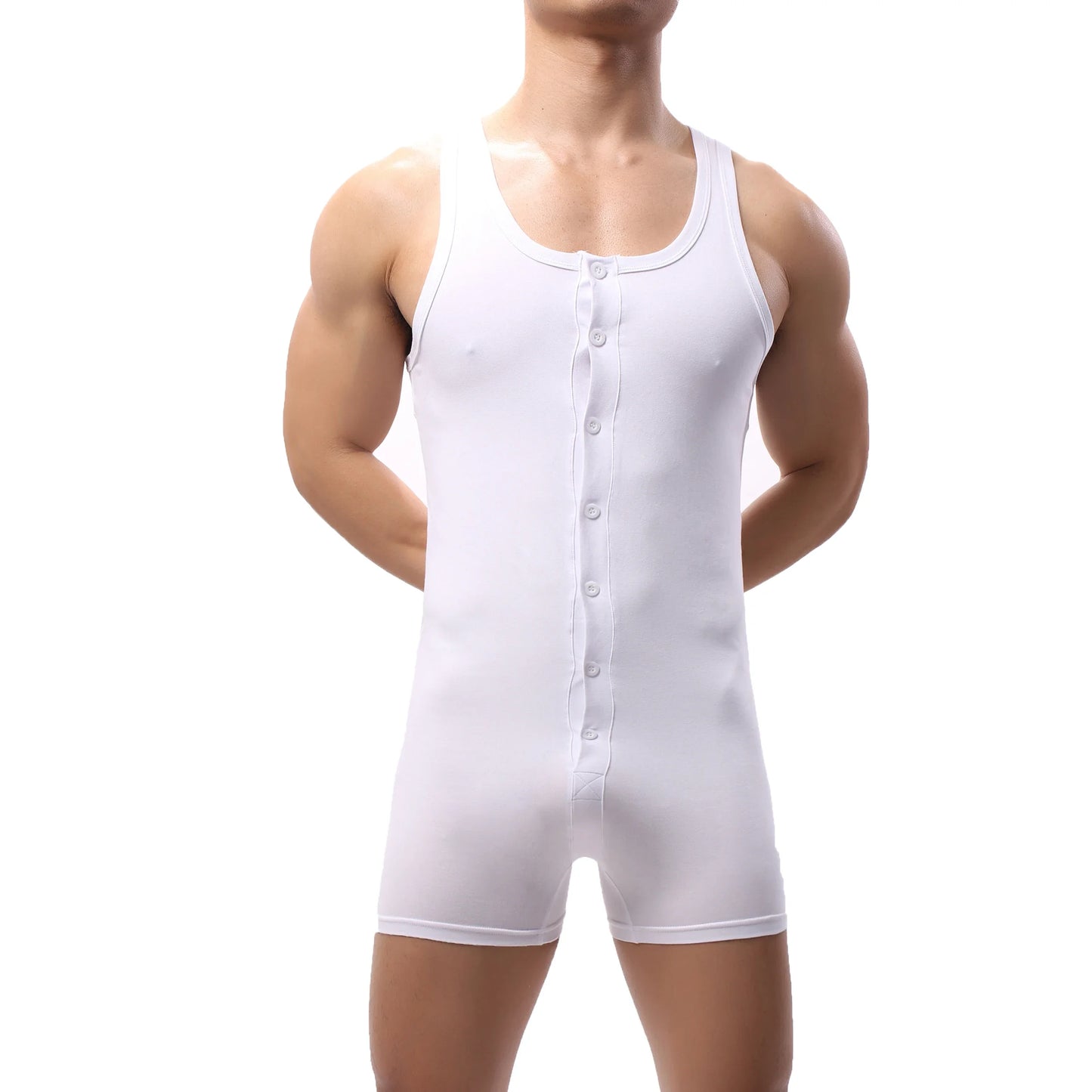 Mens Undershirts Cotton One-Piece Rompers Men Bodysuit Wrestling Singlet Sports Leotard Fitness Jumpsuits Boxer Shorts Underwear